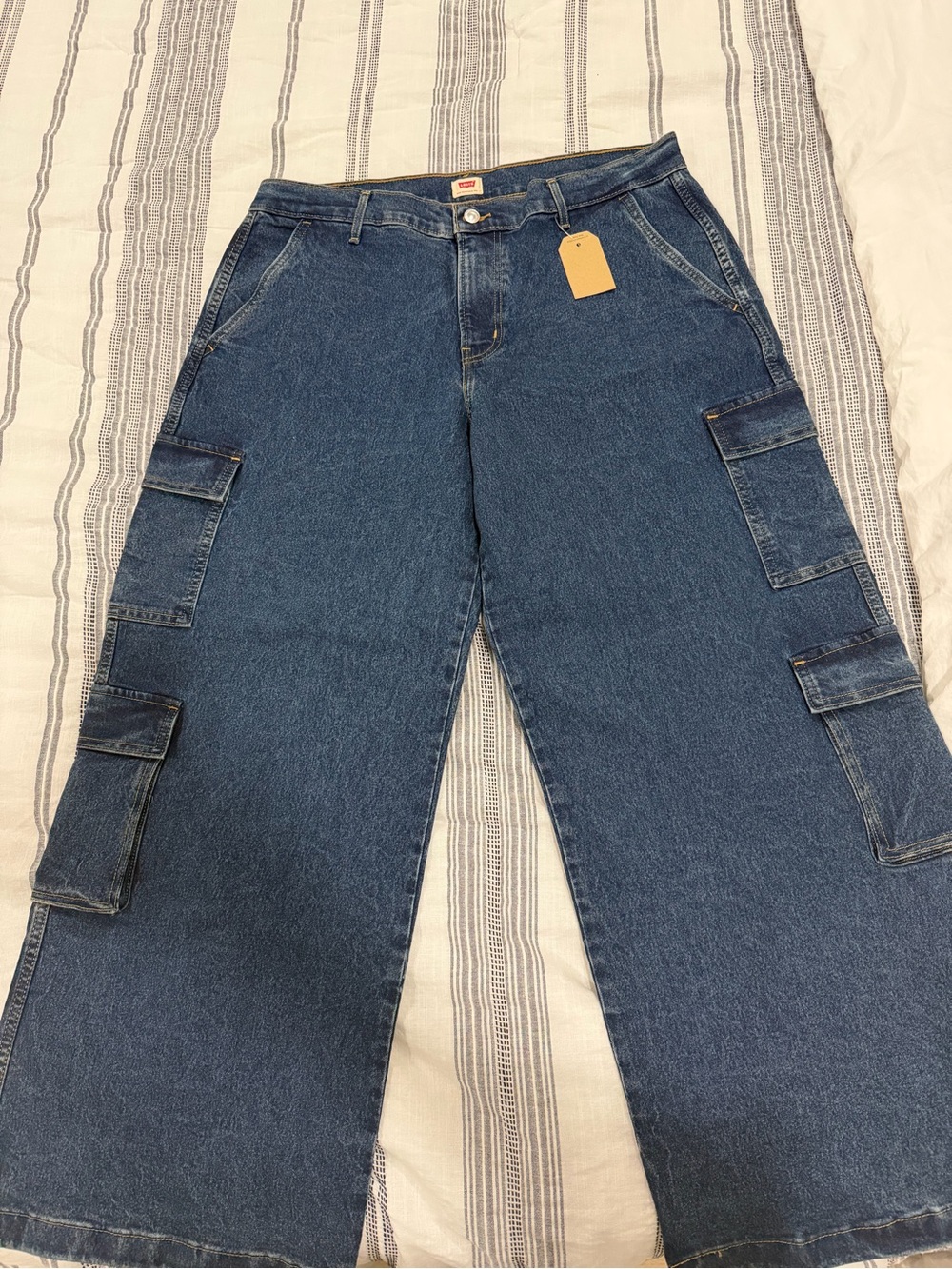 Levi's Dark Blue Wide-Leg Cargo Jeans